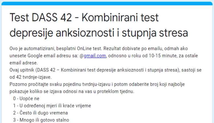 DASS 42 test - kombinirani test depresije, anksioznosti i stresa